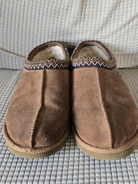 UGG Brown Suede Slip-On Shearling Lined Slippers